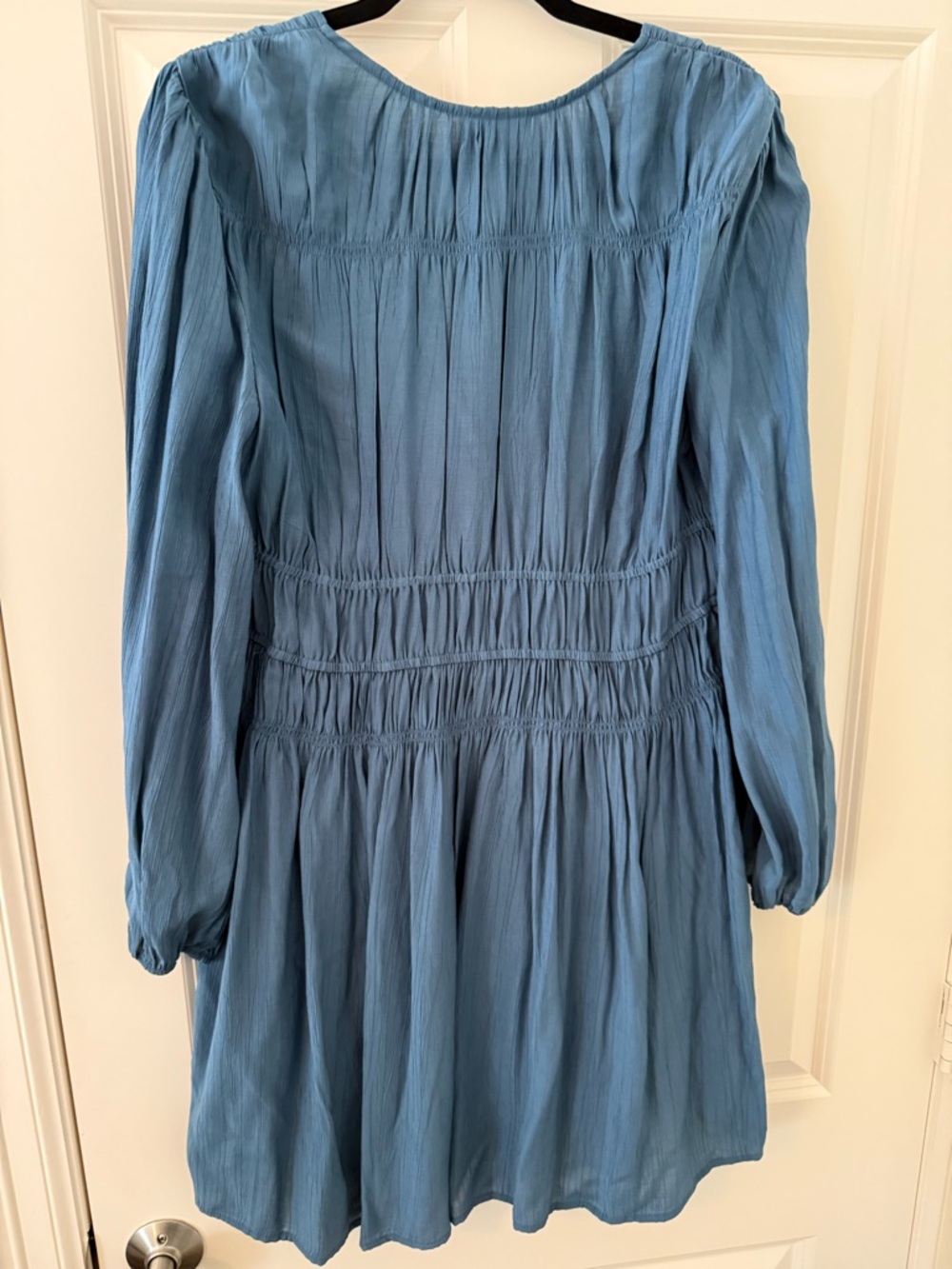 Universal Thread Dusty Blue Long Sleeve V-Neck Smocked Dress - Picture 5 of 5